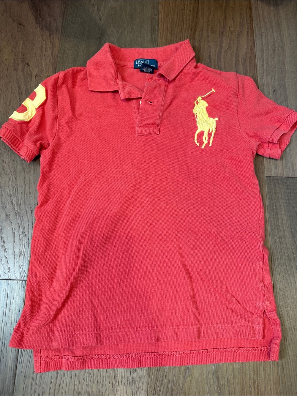 Polo by Ralph Lauren Red Short Sleeve Polo with Yellow Pony Logo - Kids